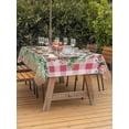 thumbnail image 3 of Outdoor Tablecloths with Umbrella Hole & Zipper, Eucalyptus Trucks Rectangle Tablecloth 60x120 Inch, Spring Rustic Floral Wooden Red Plaid Waterproof Table Cloth, Patio/Pool/Picnic Table Covers, 3 of 8