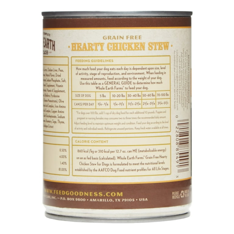 Whole Earth Farms Grain Free Hearty Chicken Stew Canned Dog Food