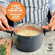 Gotham Steel 5 Qt Nonstick Pasta Pot Pasta Pot with Strainer Lid & Twist and Lock Handles, Multipurpose Ceramic Stock Pot, Soup Pot with Lid, Pasta Cooker, Spaghetti, Rice, Dishwasher Safe, Copper