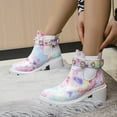 thumbnail image 3 of Rokment Sparkly Rhinestones Platform Combat Boots for Women Fashion Bling Leather Chunky High Heel Dress Ankle Booties Fall Winter Multicolour Size 9.5, 3 of 7