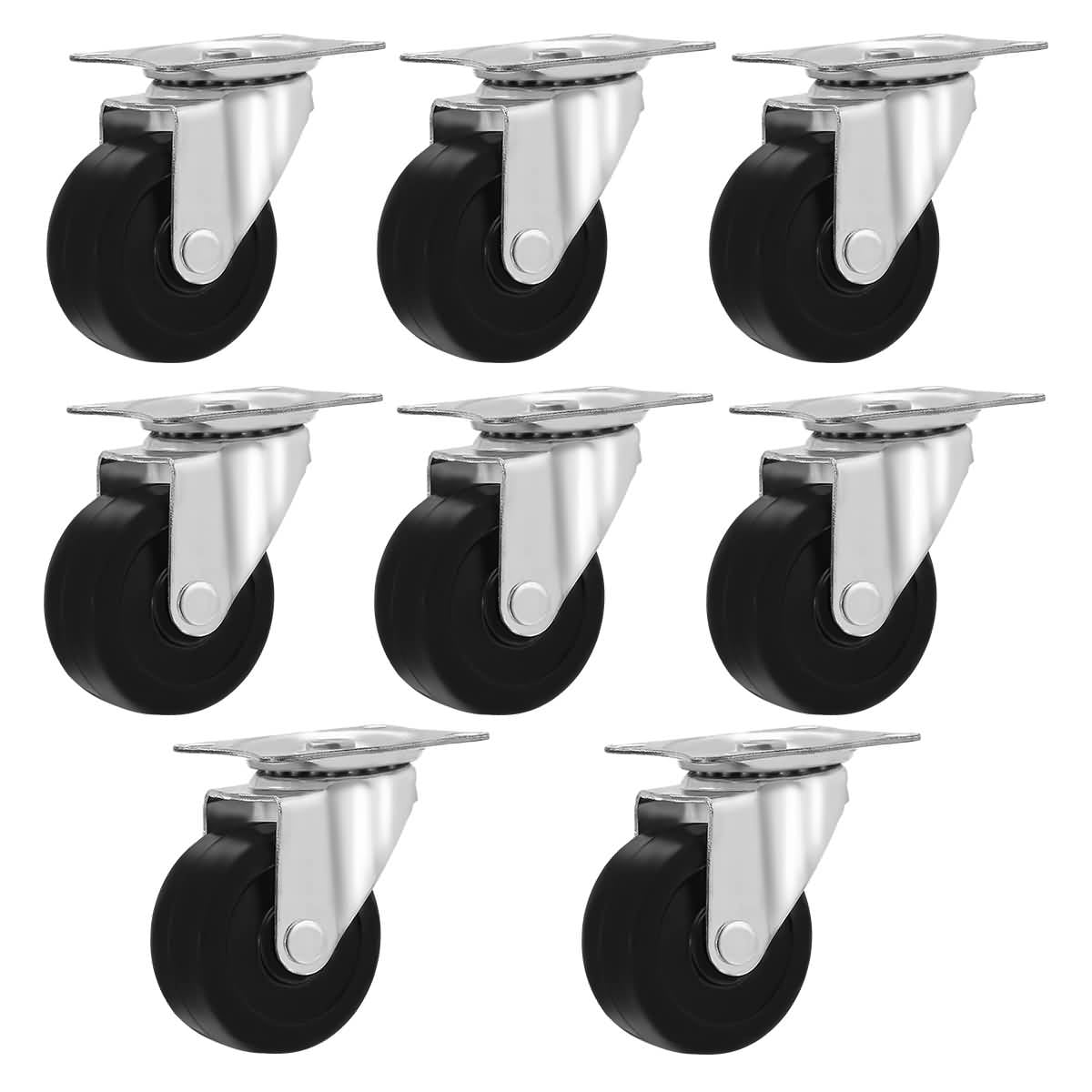 4 Pack Caster Wheels Polyurethane Base with Top Plate & Bearing 4" Swivel 
