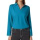 thumbnail image 1 of Top de mujer de color liso, manga larga y cuello en V con solapa - Poliéster y spandex - Corte ajustado para uso informal, 1 of 4