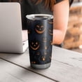 thumbnail image 4 of 20oz Tumblers Dark Blue Halloween Pumpkin Faces Stainless Steel Vacuum Insulated Double Wall Travel Tumbler Cups Mug with Lid and Straw,Cleaning Brush for Cold & Hot Drinks, 4 of 7