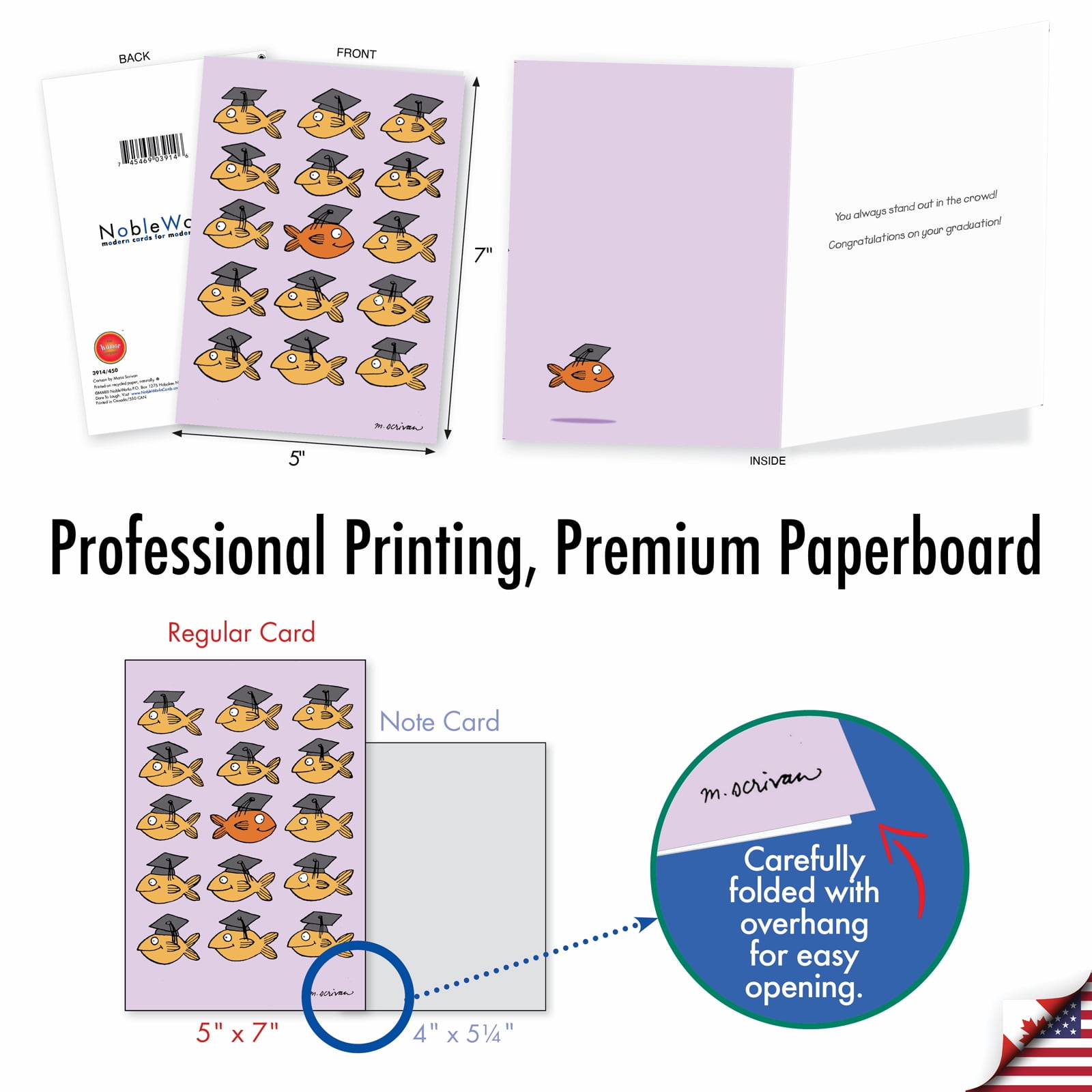NobleWorks 36 Assorted Box Set Funny Graduation Greeting Cards (Graduate) w/5 x 7 Inch Envelopes (36 Designs, 1 Each) Great Grads AC10366GDG-B1x36