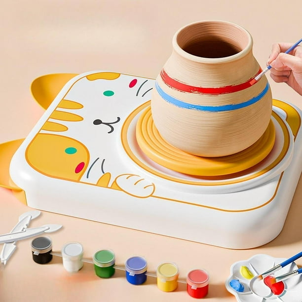 Juego de torno eléctrico de cerámica para niños, Kit completo de cerámica, pintura para niños y niñas, máquina formadora de cerámica con forma de rosa