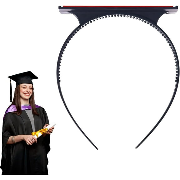 Graduation Headband, Upgrade Inside Grad Cap Holder Clip Secures Graduation Black Headband