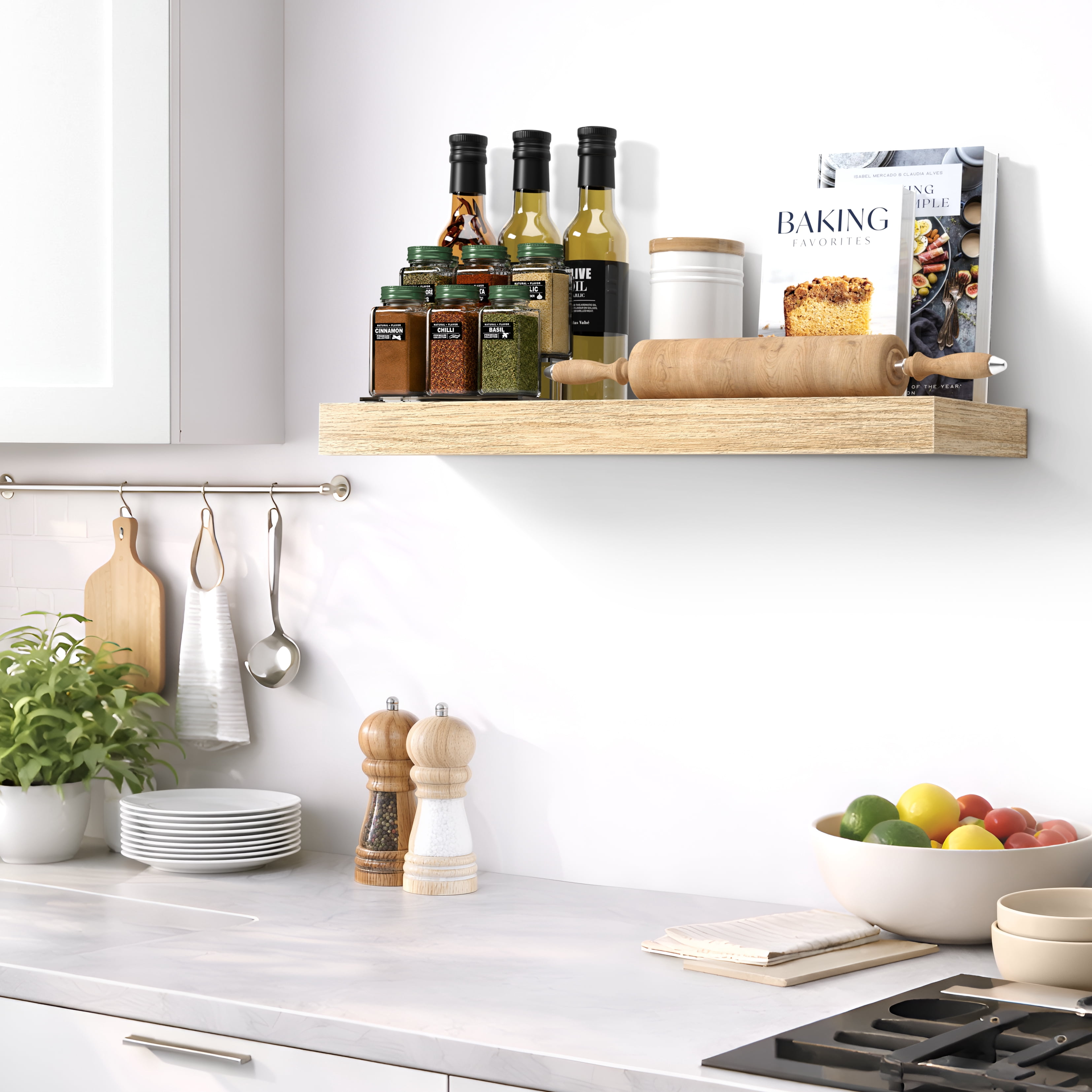 Sorbus 16.25" Floating Wall Shelf, Maplewood, Invisible Brackets, Bathroom, Bedroom & Home Decor