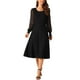 thumbnail image 2 of Vestido de manga larga de malla con volantes para mujer INSPIRE CHIC, cuello redondo, plisado, tejido de punto midi, vestidos de suéter casuales, 2 of 5