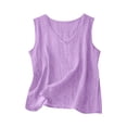 thumbnail image 3 of Ichuanyi Womens Summer Cotton Linen Tank Tops Sleeveless Blouse Loose Round Neck Casual Tank Top Shirts, 3 of 6