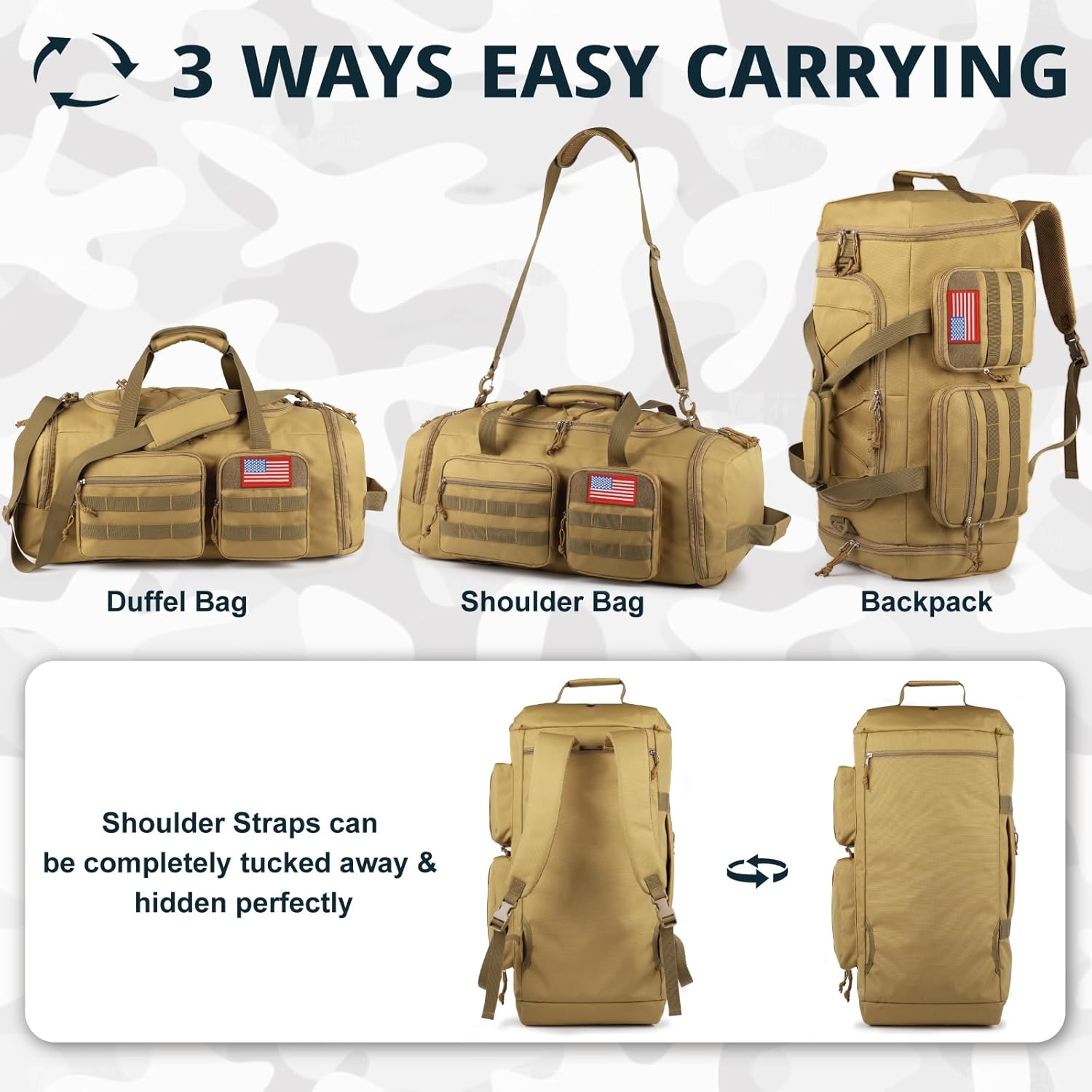 TRIPGEAR 50L Sports Travel Duffle Bag with Shoes Compartment, Overnight Backpack with Wet Pocket