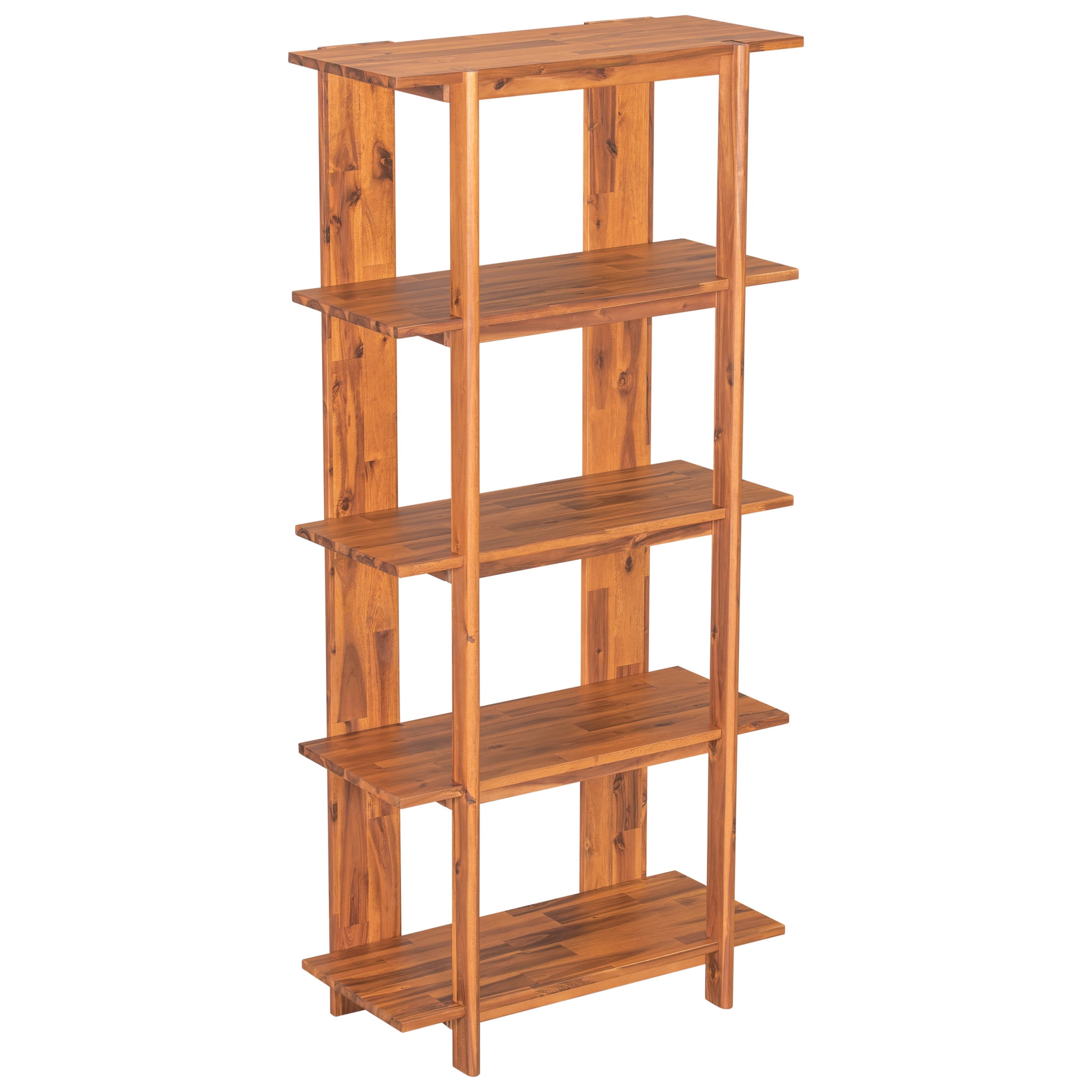 Christopher Knight Home 4-Tier Open Bookcase, 70.2" Solid Acacia Wood Modern Display Bookshelf, Teak Finish
