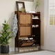 thumbnail image 1 of ChaoLink Gabinete para zapatos con 3 cajones abatibles, organizador independiente de ratán con estantes ajustables, pomo metálico, zapatero estrecho, mueble organizador para zapatos, 1 of 7