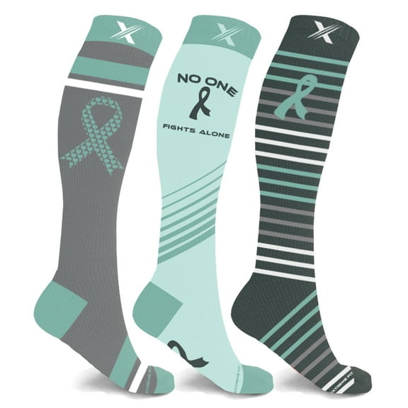 Cancer Awareness Compression Socks - Knee High Socks for Running - 3 Pair
