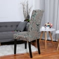 thumbnail image 3 of Unique Bargains Washable Floral Dining Chair Cover Dark Gray and Green, 3 of 8