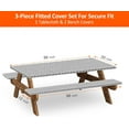 thumbnail image 2 of 8ft Picnic Table and Bench Cover, Camping Essentials RV Gear, 96 in Waterproof Windproof Outdoor Elastic All Around Tablecloth, Fitted Rectangle Tables and Seats, Gray-White Moroccan, 2 of 15