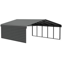 Arrow 20 x 24 x 7 ft Charcoal Carport With 1 Side Wall Kit