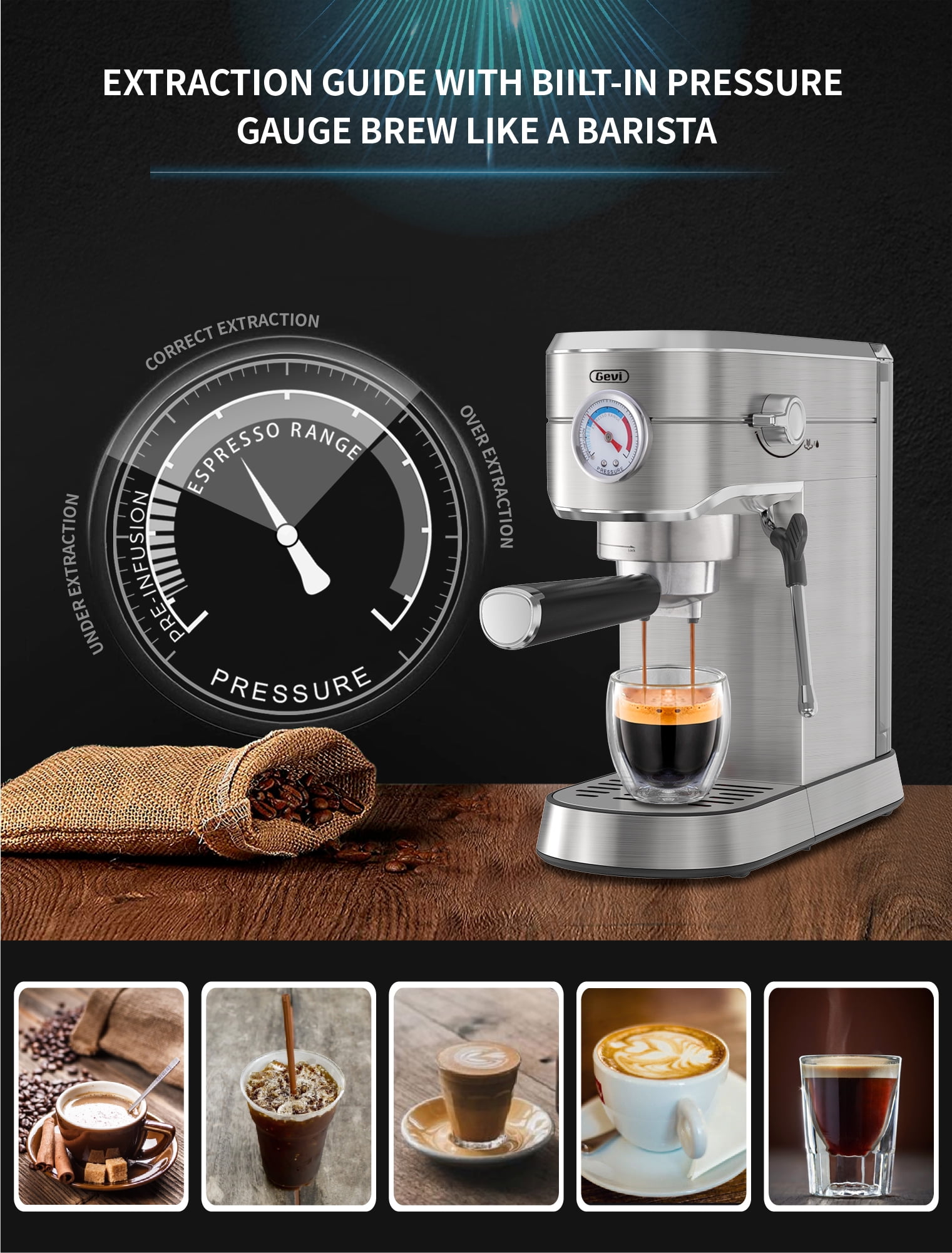 Flyseago Electric Coffee Grinder Flat Burr Grinder Coffee 19 Settings &  Digital Timer Display Commercial Espresso Coffee Grinders with Large 35 oz