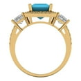 thumbnail image 4 of 3.005 ct Princess Cut Simulated Turquoise 3 Stone 14K Yellow Gold Womens Engagement Ring, 4 of 5
