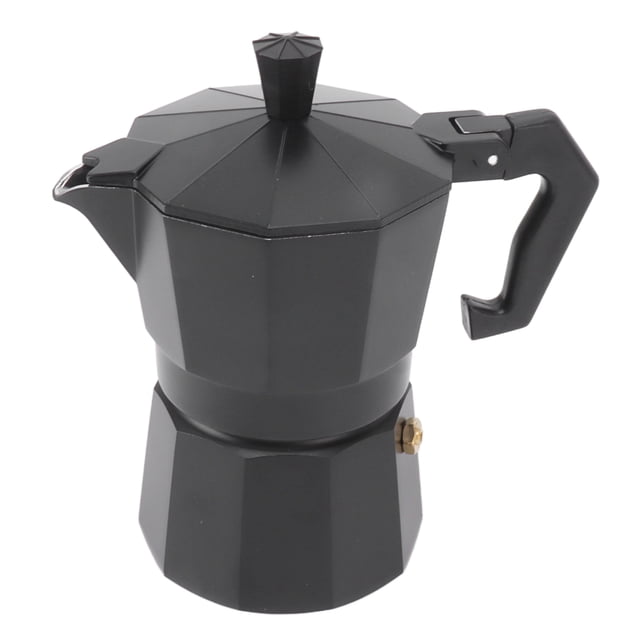 Stovetop Moka Pot, Moka Pot DIY Evenly Distributed Heat for Travel Black 300ml