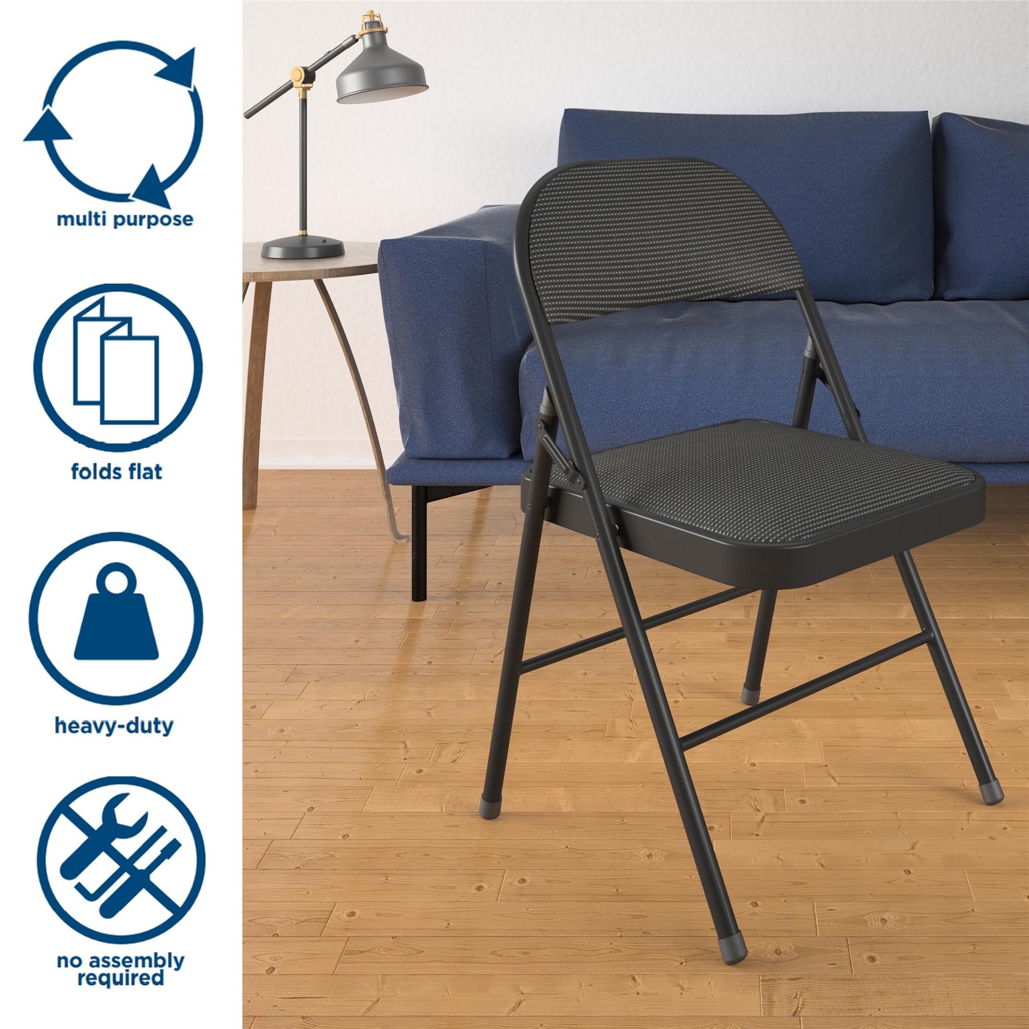 Mainstays Deluxe Padded Metal Folding Chair, Black photo 6
