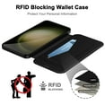 thumbnail image 2 of Petocase for Samsung Galaxy S23 Plus Case [RFID Blocking] with 2 Tempered Screen Protectors,Slim Folio Flip Cover PU Leather Wallet Cover with Build in Lens Protector Clear Soft TPU Back,Black, 2 of 7