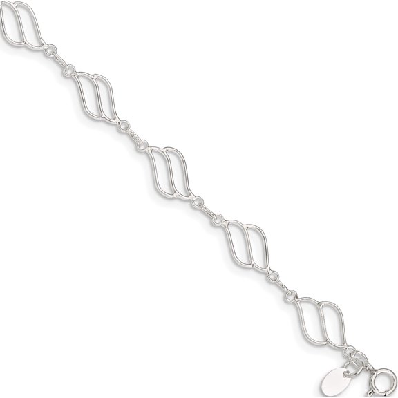 Sterling Silver 10Inch Fancy Polished Anklet (10 X 8) Made In Thailand qg1241-10