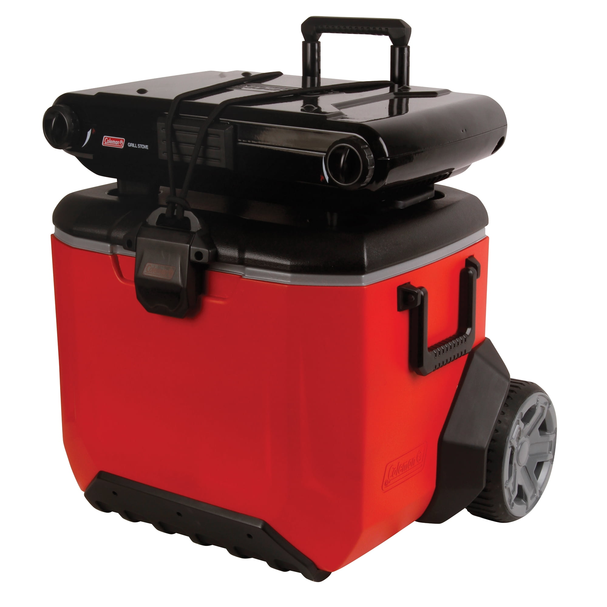 Coleman Wheeled Rugged Chest Cooler 55 qt with Handle Heavy Duty Lid Latch Drain