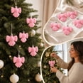 thumbnail image 4 of 6Pcs Velvet Christmas Balls, Flocked Bow Shaped Baubles for Christmas Tree, Shatterproof Flocked Ornaments Balls for Family Holiday Wedding Party Xmas Hanging Decoration(Pink), 4 of 7