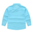 thumbnail image 4 of Pandaie Boys' Long Sleeve Dress Shirts Collared Button Down Casual Shirts Solid Color School Uniform Tops with Chest Pocket 5-6 Years Sky Blue, 4 of 9