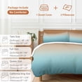 thumbnail image 6 of 3 Piece Navy Blue Brown Ombre Duvet Cover Set Full Size,Microfiber Comforter/Quilt Cover with Corner Ties and 2 Pillowcases,Teal Gradient Color Modern Abstract Art Soft Bedding with Zipper Closure, 6 of 8