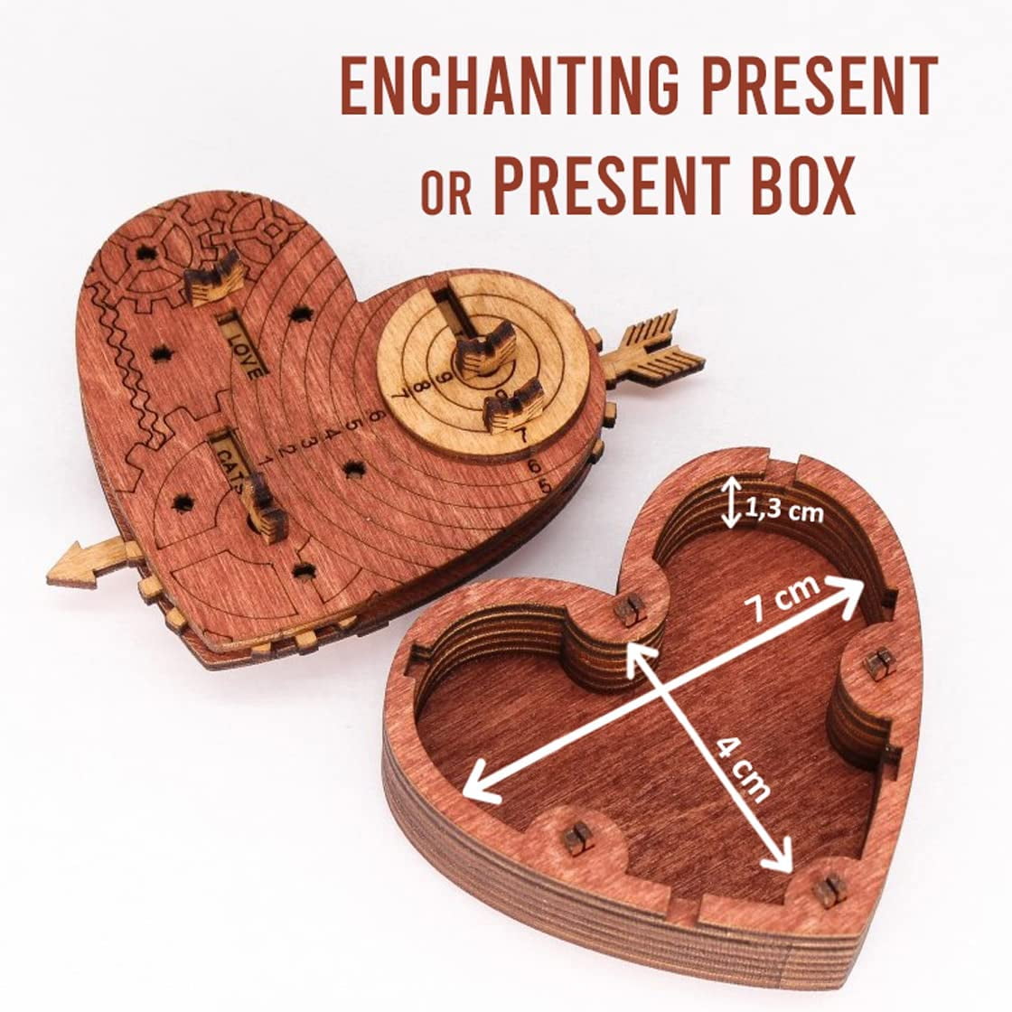 Tin Woodman's Heart. A Mechanical Treasure Chest Puzzle Box With lock Code