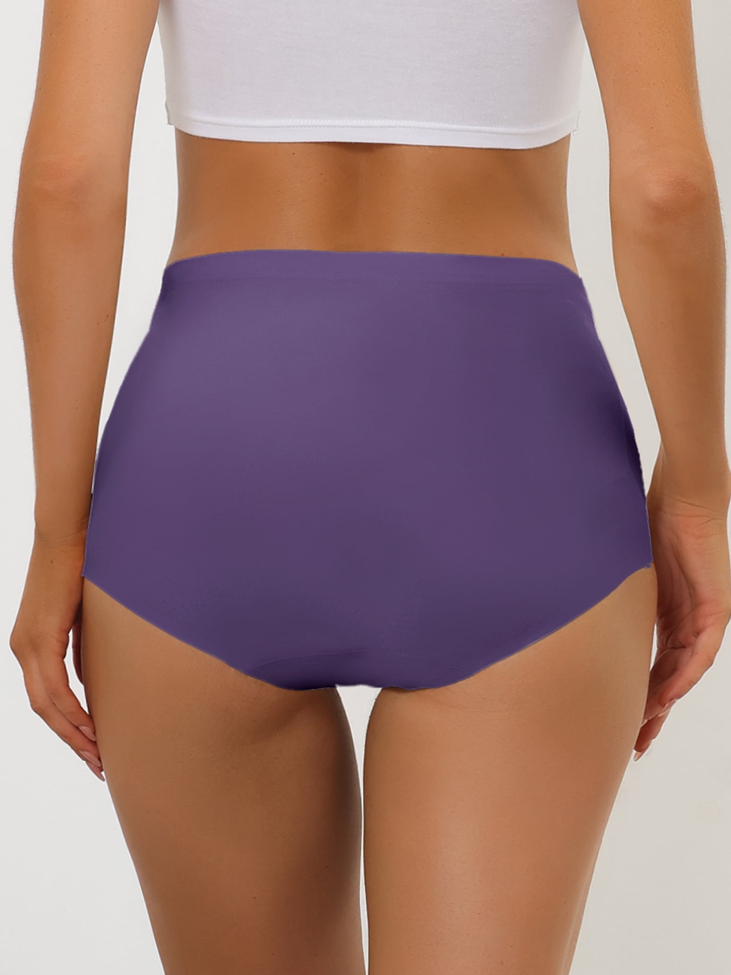 DARING DIVA Women's High-Waist Invisibles Underwear Breathable Panties L Dark Purple