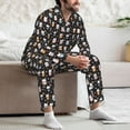 thumbnail image 7 of Xecao Snowflake Cream Hot Cocoa Print Pajamas Set Mens Pajamas Long Sleeve Loungewear Two-Piece Sleepwear Button-Down Pjs Set,2PJS-X-Large, 7 of 7