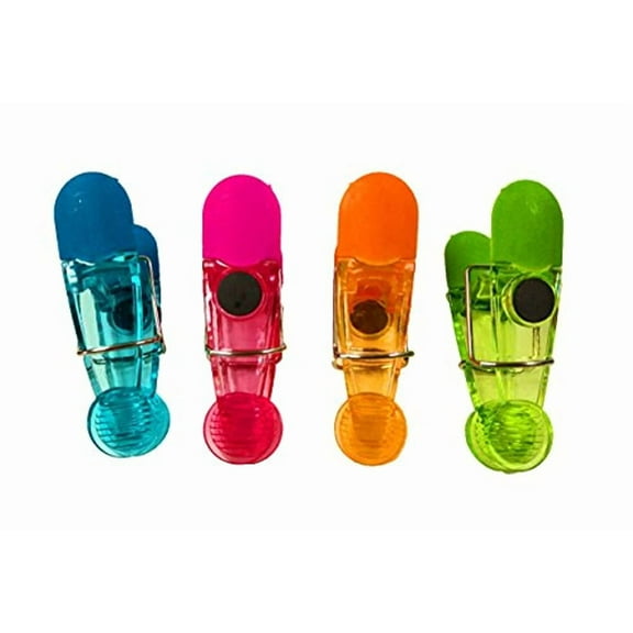 Set of 24 Black Duck Brand All Purpose Magnetic Clips Colorful Bag Clips, Chip Clips Assorted Colors Comfort Grip (24)