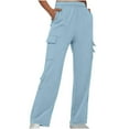 thumbnail image 1 of Timegard Womens Sweatpants Cargo Pants Elastic Waist Straight Leg Fall Casual Loose Workout Trousers, 1 of 6