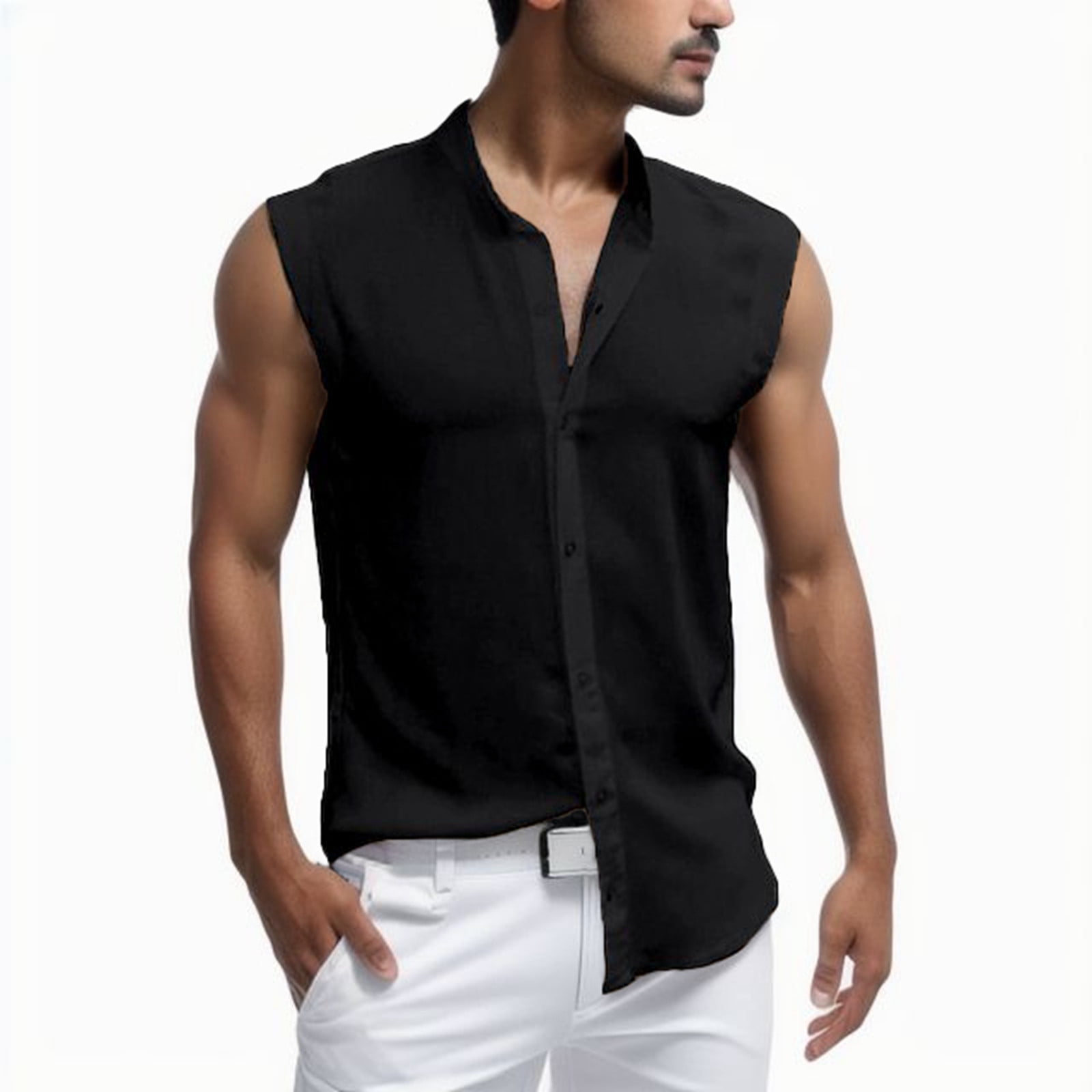 Wyzesi Dress Shirt Men Casual Slim Fit Summer Sleeveless Solid Color Shirts  Basics Lightweight Plain Shirts Dress Shirts for Men Short Sleeve Cotton -  Walmart.ca