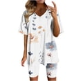 thumbnail image 2 of ICHUANYI Clearance Women Fashion V-Neck Blouse Short Sleeve Tops Shorts Casual Suit Sets(White, XXL) ICHUANYI WER2023080709278, 2 of 4