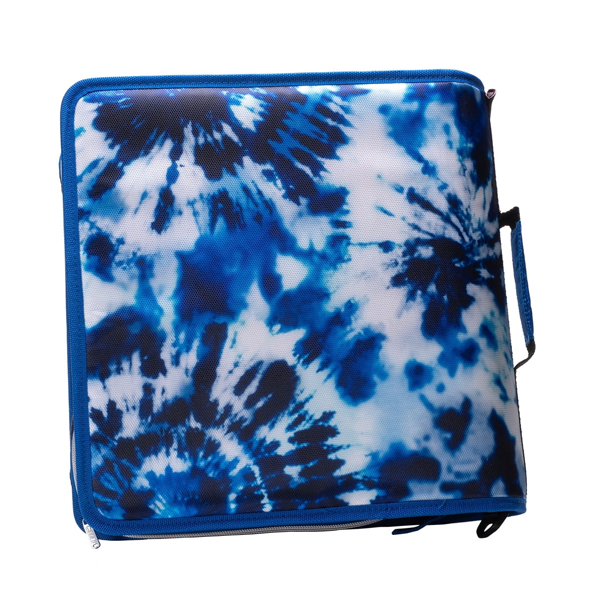 Case-It Printed Mighty Zip Tab3 ring zipper binder, 3-Inch Capacity, with 5-Tab Expanding File, Zip Mesh Pocket, Shoulder Strap, Tie Dye Spotch Blue D-146-P