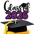 thumbnail image 1 of Cake Topper Tivurcia Clase de 2026 Negro Morado con Brillo, 1 of 7
