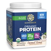 Organic Protein for Performance with BCAAs - Warrior Blend | Plant-Based Protein Support for Performance, Muscle Building & Recovery | Coconut Cream Flavor | 14 Serve