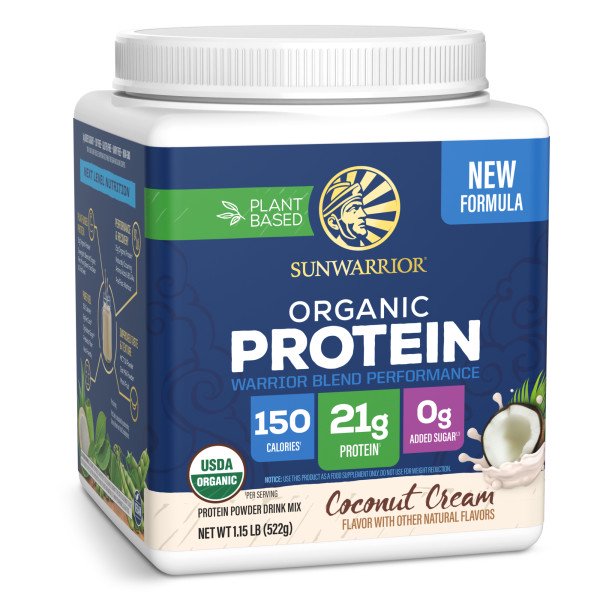 Organic Protein for Performance with BCAAs - Warrior Blend | Plant-Based Protein Support for Performance, Muscle Building & Recovery | Coconut Cream Flavor | 14 Serve
