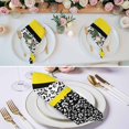 thumbnail image 2 of Black Yellow Cloth Napkins, Garden Floral Stripe Aesthetic Flower Boho Washable and Reusable Dinner Napkins Set of 8, Table Napkin for Kitchen Party Birthday Wedding Hotel Housewarming 20"x20", 2 of 8