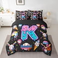 thumbnail image 2 of jejeloiu Letter K Monogrammed 7-Piece Twin Bedding Sets,Baseball Ice Cream Bedding Comforter Set For Girls Kids Reversible, 2 of 8