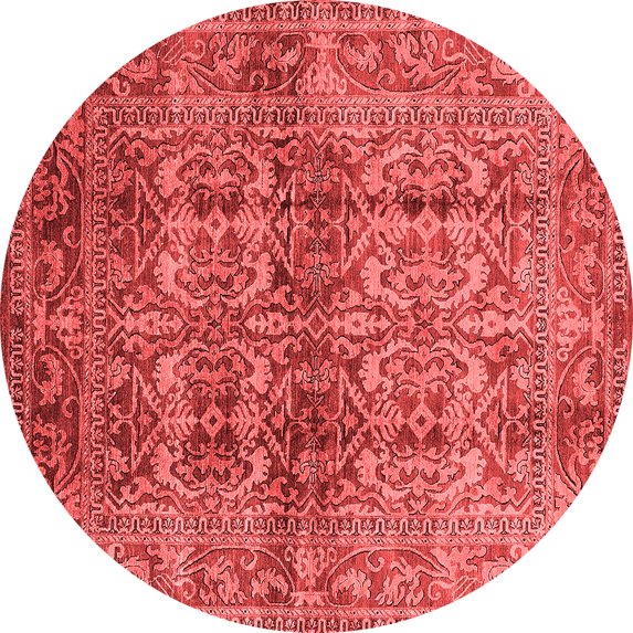 Ahgly Company Indoor Round Oriental Red Traditional Area Rugs, 3' Round