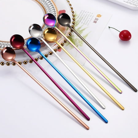 

Fogcroll Portable Long Handle Stainless Steel Ice Cream Tea Coffee Mixing Stirring Spoon