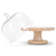 thumbnail image 3 of Classic Pedestal Natural Brown 12 x 10 Wood Base and Glass Cover Cake Stand, 3 of 6