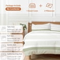 thumbnail image 6 of 3 Piece Sage Green Stripe Duvet Cover Set Queen Size,Microfiber Comforter/Quilt Cover with Corner Ties and 2 Pillowcases,Modern Rustic Horizontal Green Striped All Season Bedding with Zipper Closure, 6 of 8