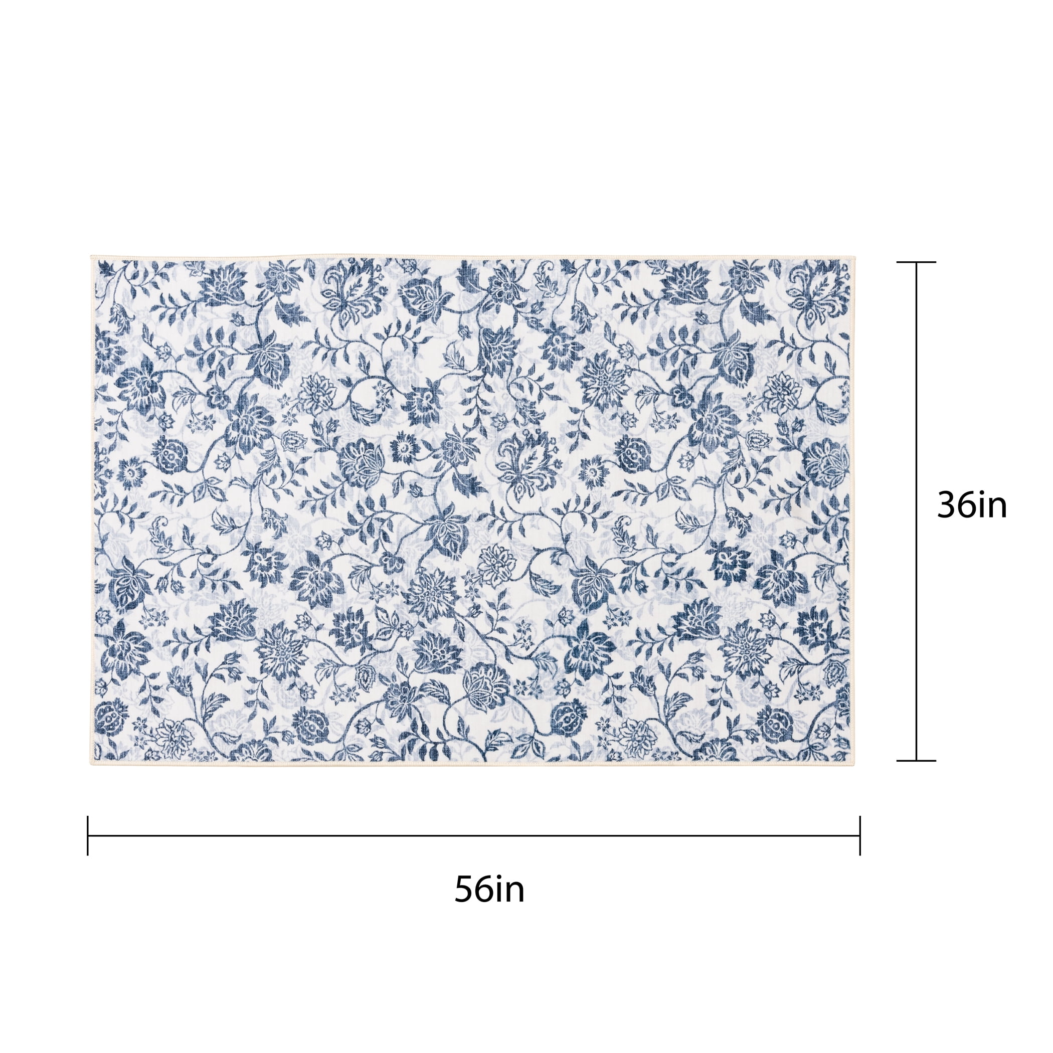 Mainstays Blue Floral Faux Fur Indoor Accent Rug, 36 in x 56 in