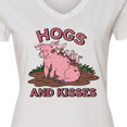 thumbnail image 4 of Inktastic Hogs and Kisses with Cute Pig Family Women's V-Neck T-Shirt, 4 of 5