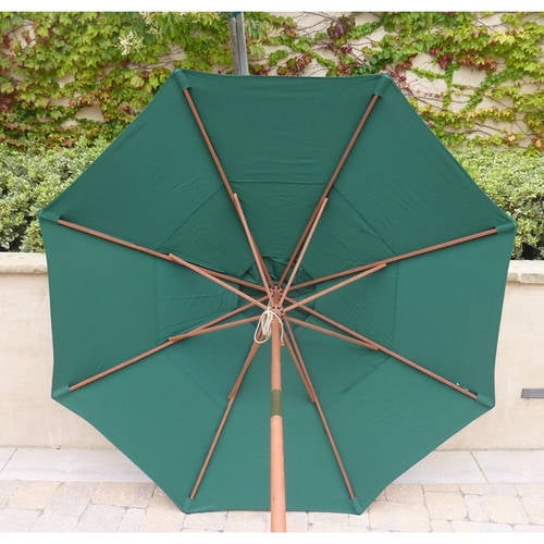 Covered Living Double Vented 9ft Market Umbrella Canopy 8 Ribs Green